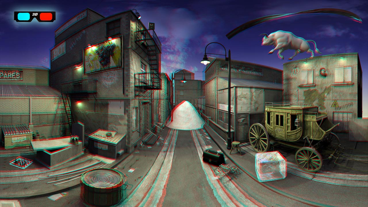 Book design and CG illustration [3D anaglyph] for Great Global Treasure Hunt on Google Earth (Jon Lucas)